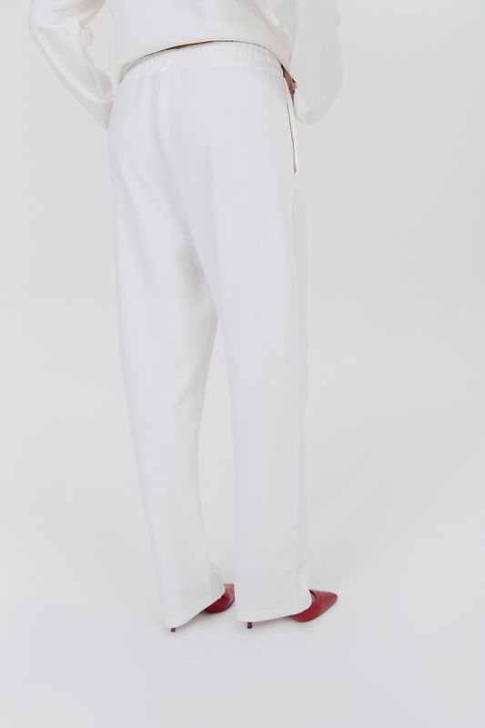 Брюки прямые, пике, молочный