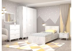 Шкаф Эго Шк-1 на ножках бетон светлый / белый глянец