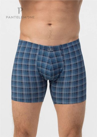 Трусы мужские боксеры удлинённые Pantelemone PMHL-1445, клетка темно-синяя