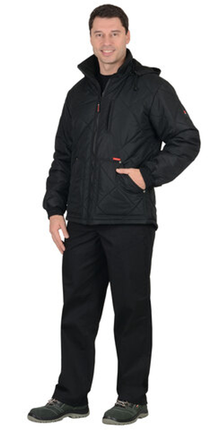 Куртка ПРАГА-Люкс удлиненная с капюшоном, черный