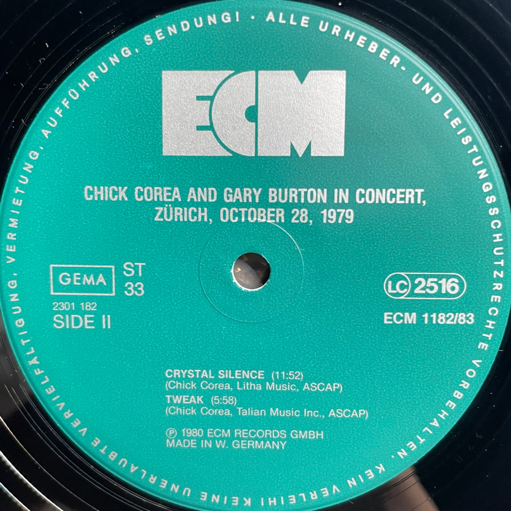 Chick Corea And Gary Burton ‎– In Concert, Zürich, October 28, 1979 2LP (Германия 1980г.) ECM