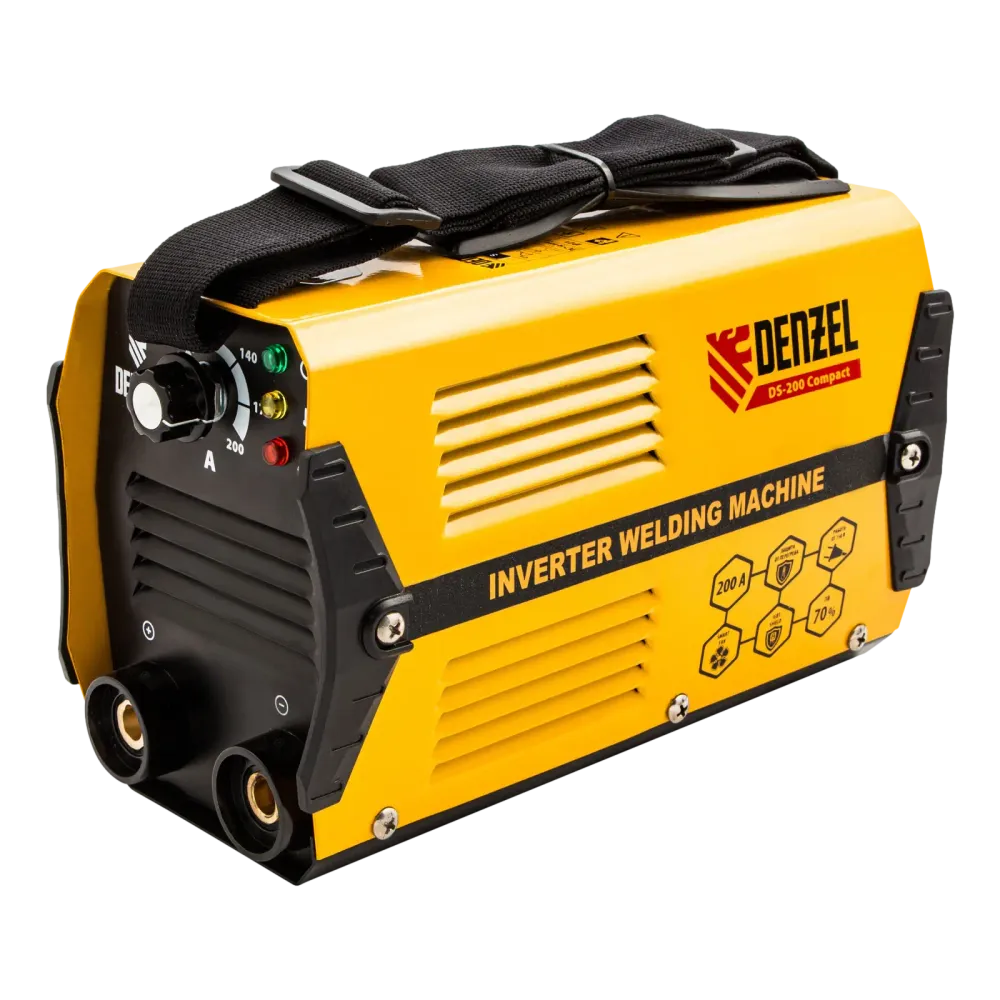 Аппарат инверторный дуговой сварки DS-200 Compact, 200 А, ПВ 70%, диаметр электрода 1.6-5 мм Denzel, 94373