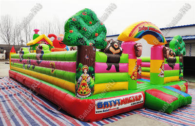 Коммерческий надувной батут "Маша и Миша" 10*6*3 м