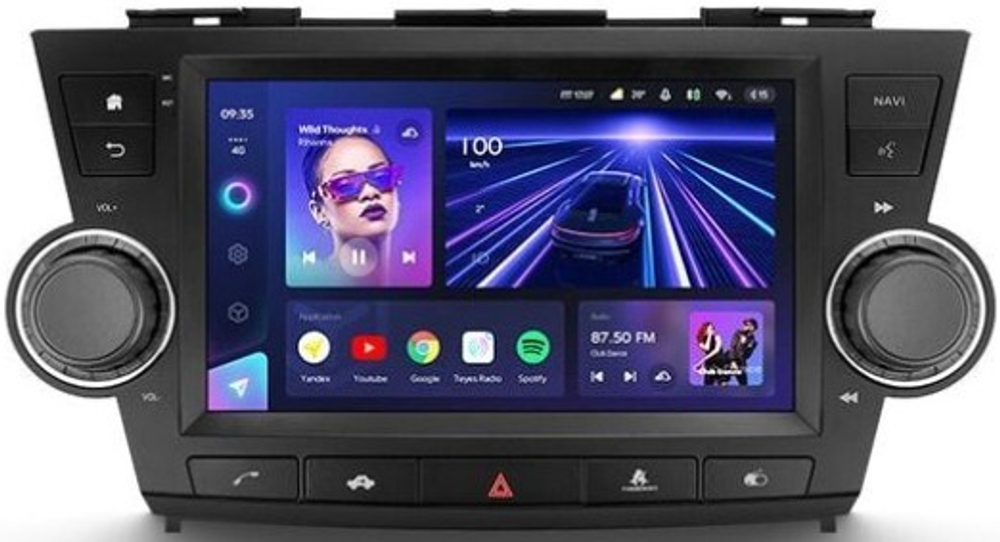 Магнитола для Toyota Highlander 2 2007-2013 XU40 - Teyes CC3 Android 10, ТОП процессор, 4/32 Гб, CarPlay, 4G SIM-слот (кнопки + крутилки)