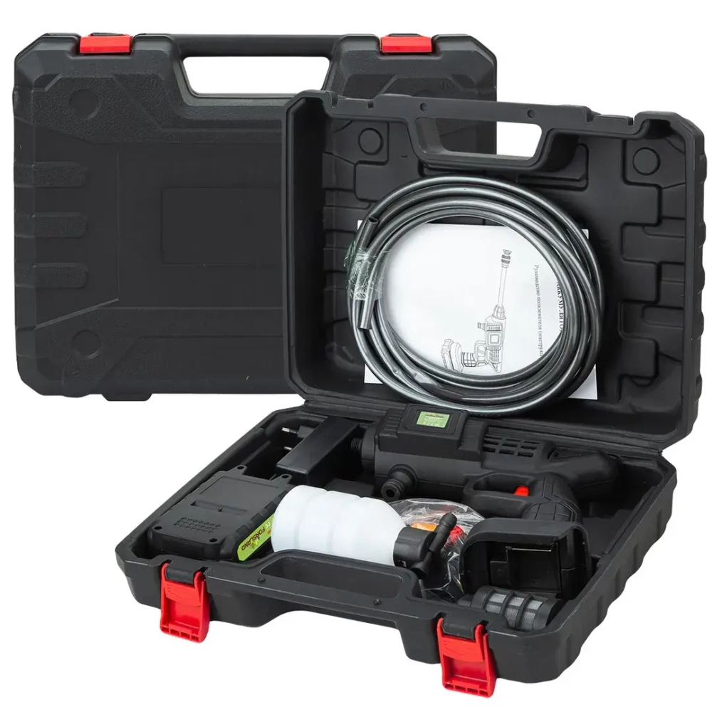 Мойка высокого давления аккумуляторная (12В,15 Бар,2.8 л/мин, батарея 1500 мАч, зарядка 3-5ч, насос аллюминий, щеточный двигатель) Forsland Forsland-PG001