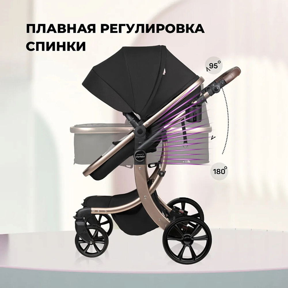 Детская коляска-трансформер Aimile Original Gold чёрное золото