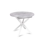 Стол круглый раздвижной Твист (90+30) цемент светлый / опоры белые