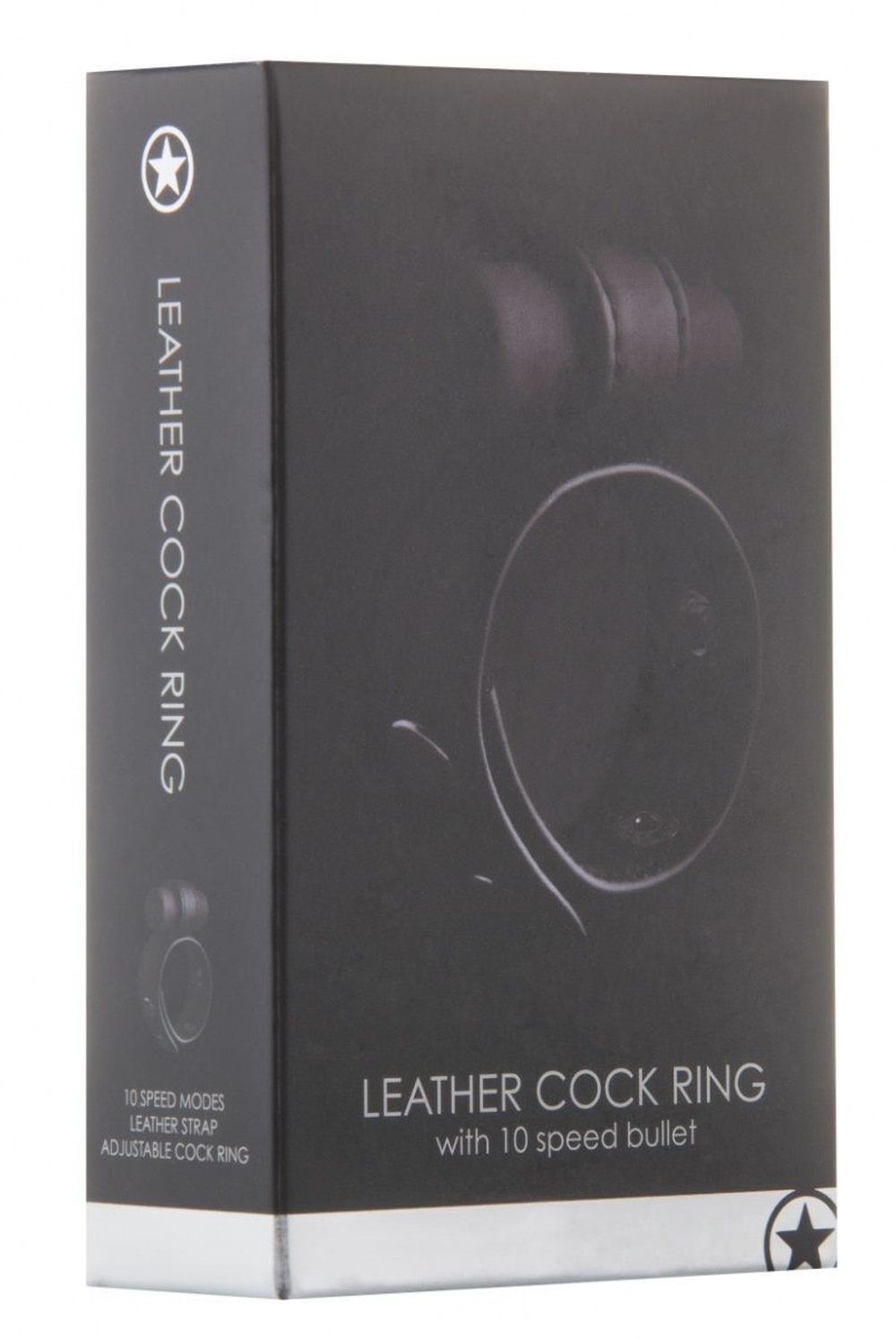 Утяжка на пенис с виброэлементом Leather Cock Ring (Цвет: черный)