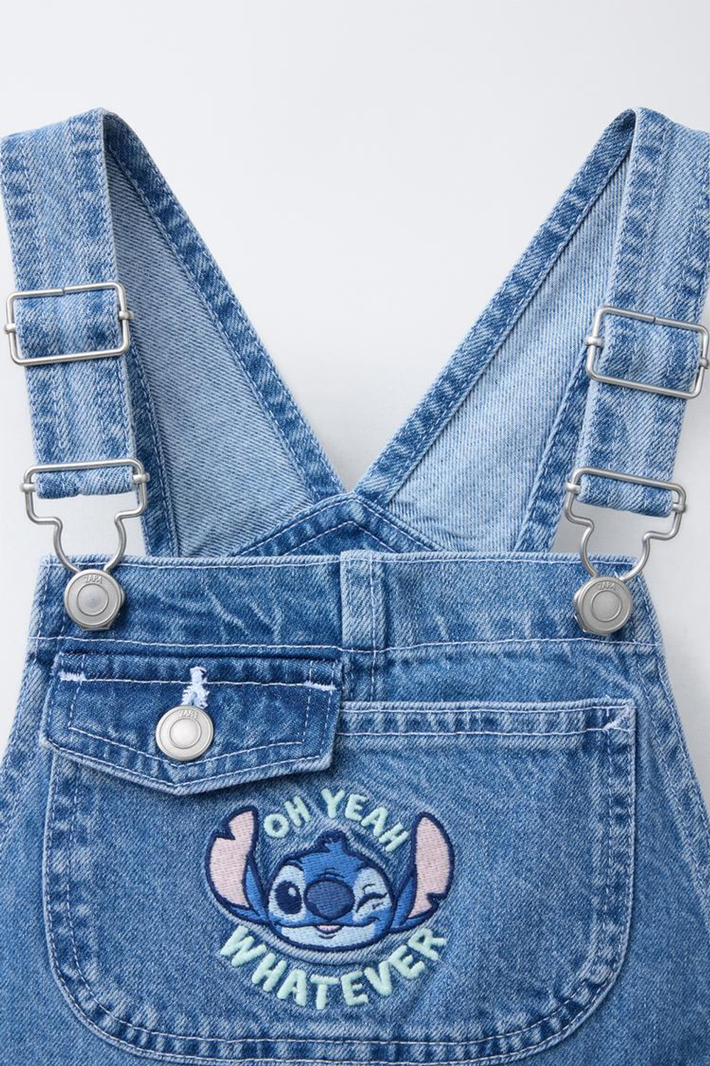 ZARA ДЖИНСОВЫЙ КОМБИНЕЗОН С ПРИНТОМ LILO & STITCH © DISNEY, СИНИЙ