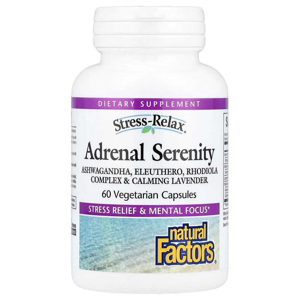 Natural Factors, Stress-Relax®, добавка для поддержки надпочечников, 60 вегетарианских капсул