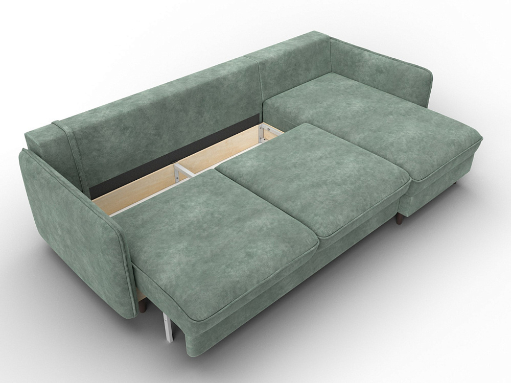 Диван угловой Лига-064 НПБ угол универсальный ВЕЛЮР BRUT 08 зеленый