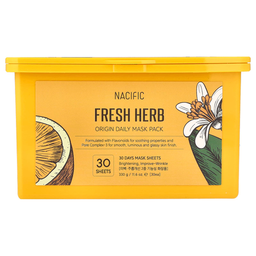 Nacific, Fresh Herb, Daily Beauty Mask Pack, 30 листовых масок, 330 г (11,6 унции)
