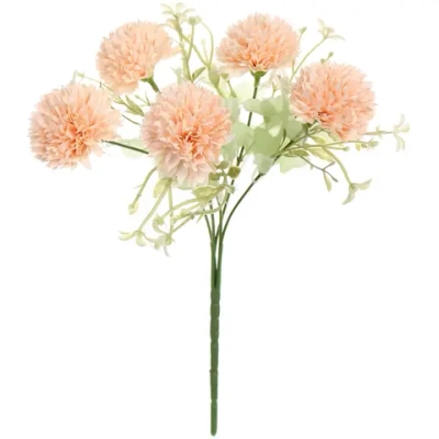 Искусственные цветы «Букет хризантем» 25см 5 цветков персиковые