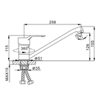 Смеситель для кухни 40к F4963 FRAP (длин. плоск. пов. излив, хром, п/ гайку, латунь)