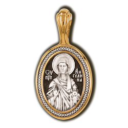 Святая Ангелина. Нательная икона из серебра 925* с позолотой.