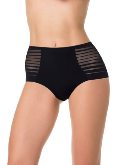 Высокие трусики-слипы с полосками по бокам (Размер: XXXL) (Цвет: черный)