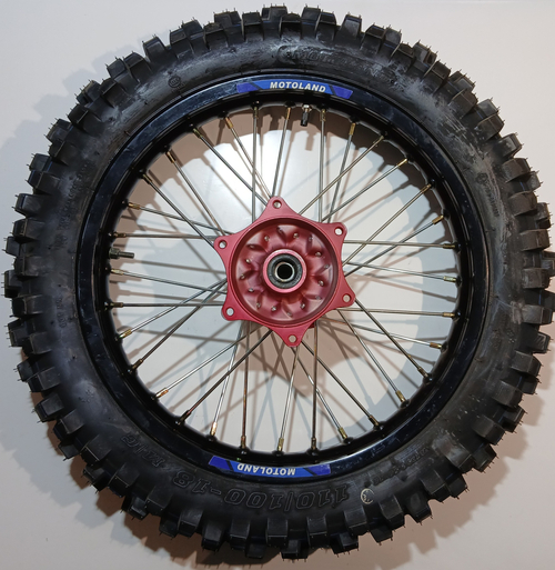 Колесо заднее в сборе красное 110/100-18 под ось Ф17мм Мотоцикл XT250HS
