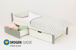 Детская кровать тахта с бортиком и ящиками Бельмарко Svogen графит белый