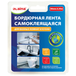 Клейкая лента бордюрная для ванны и кухни 38 мм х 3 35 м белая акриловая основа LAIMA (3 штуки в упаковке)