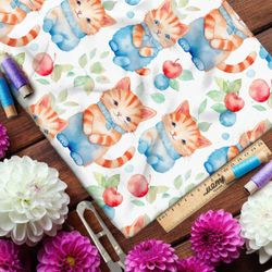 Ткань премиум Оксфорд 600D акварельные коты