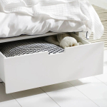 Каркас кровати с ящиком и матрасом - IKEA NORDLI, 200х140 см, матрас средне-жесткий, белый, НОРДЛИ ИКЕА