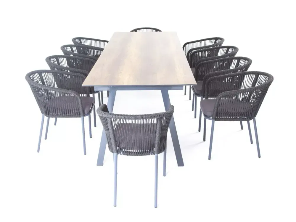 "Куба" обеденная группа на 10 персон, стол HPL "дуб", круглый роуп