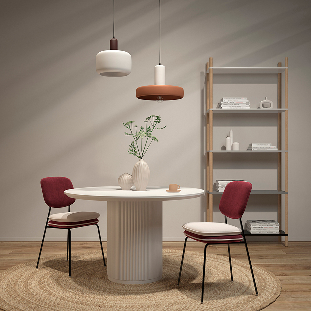 Стул с контрастным кантом pea, велюр, бордовый/бежевый