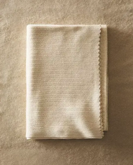 ZARA HOME ДЕТСКИЙ ТРИКОТАЖНЫЙ ПЛЕД, ЭКРЮ