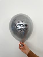Шар с надписью ЧЮ 30 см Super герой (серебро, для мужчины) (БГ-17)