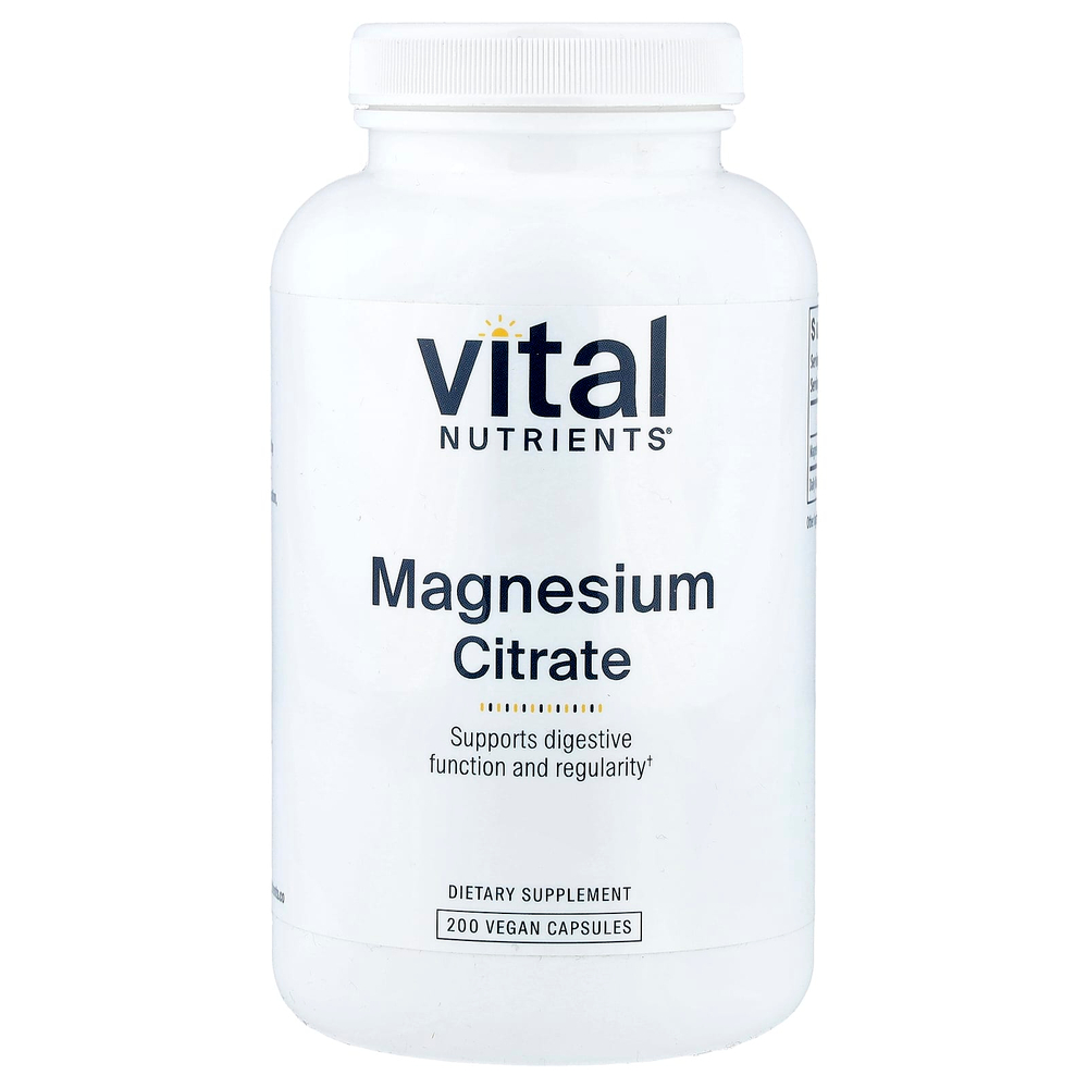 Vital Nutrients, цитрат магния, 200 веганских капсул (150 мг в 1 капсуле)