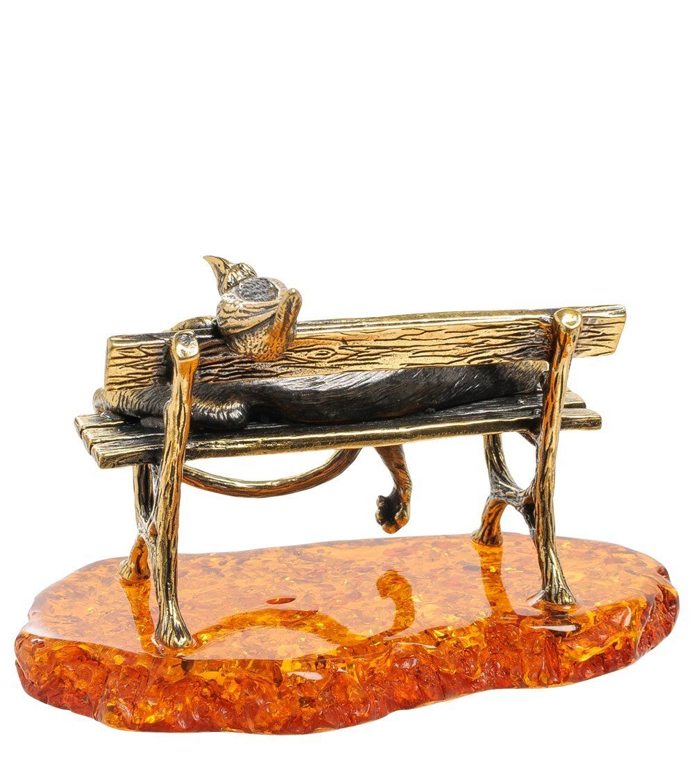 Народные промыслы AM-1922 Фигурка «Кот Солнечный день» (латунь, янтарь)