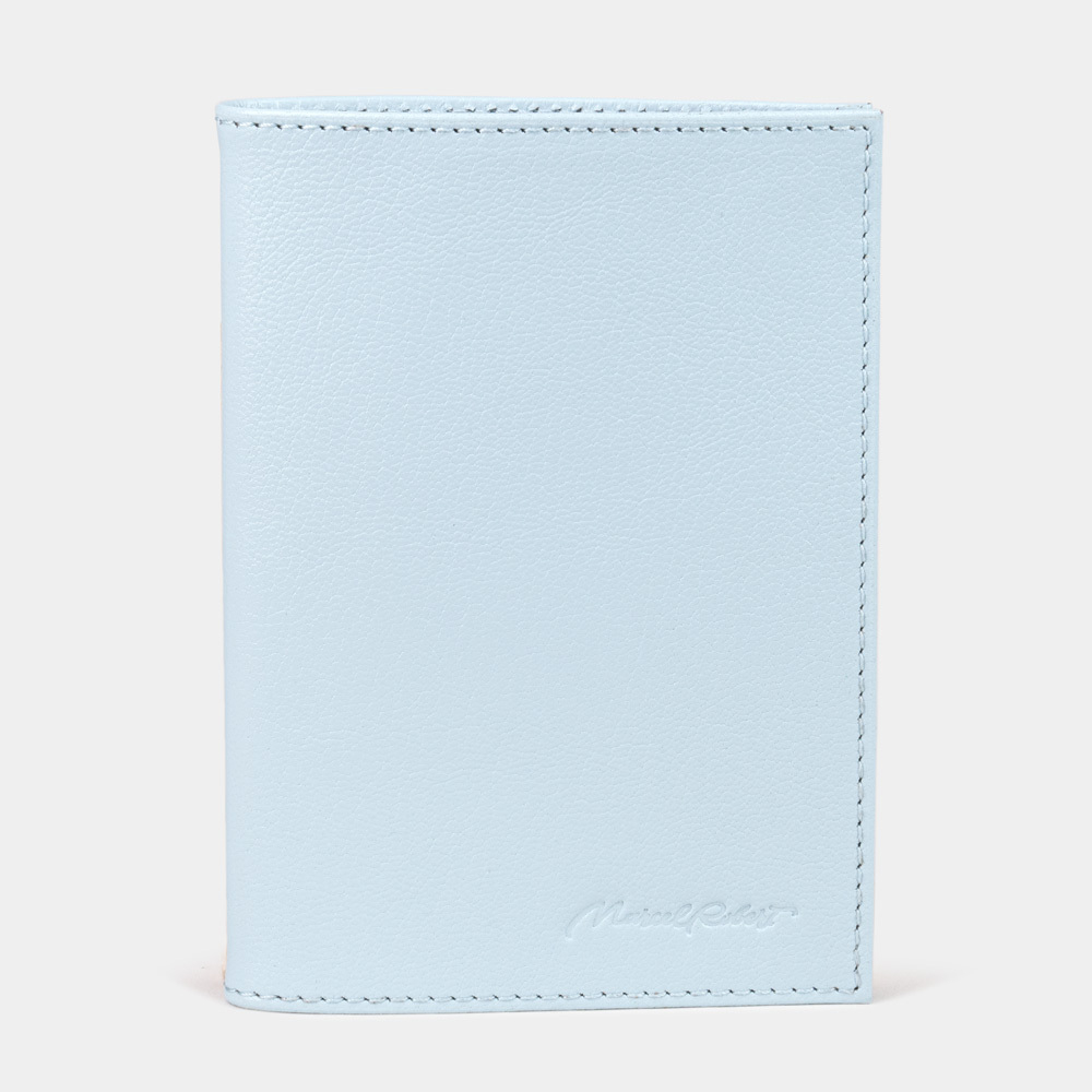 Обложка для паспорта и автодокументов Moscou из кожи козы, голубого цвета