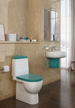 Унитаз-компакт Sanita Luxe Best  с бирюзовой крышкой и сиденьем микролифт