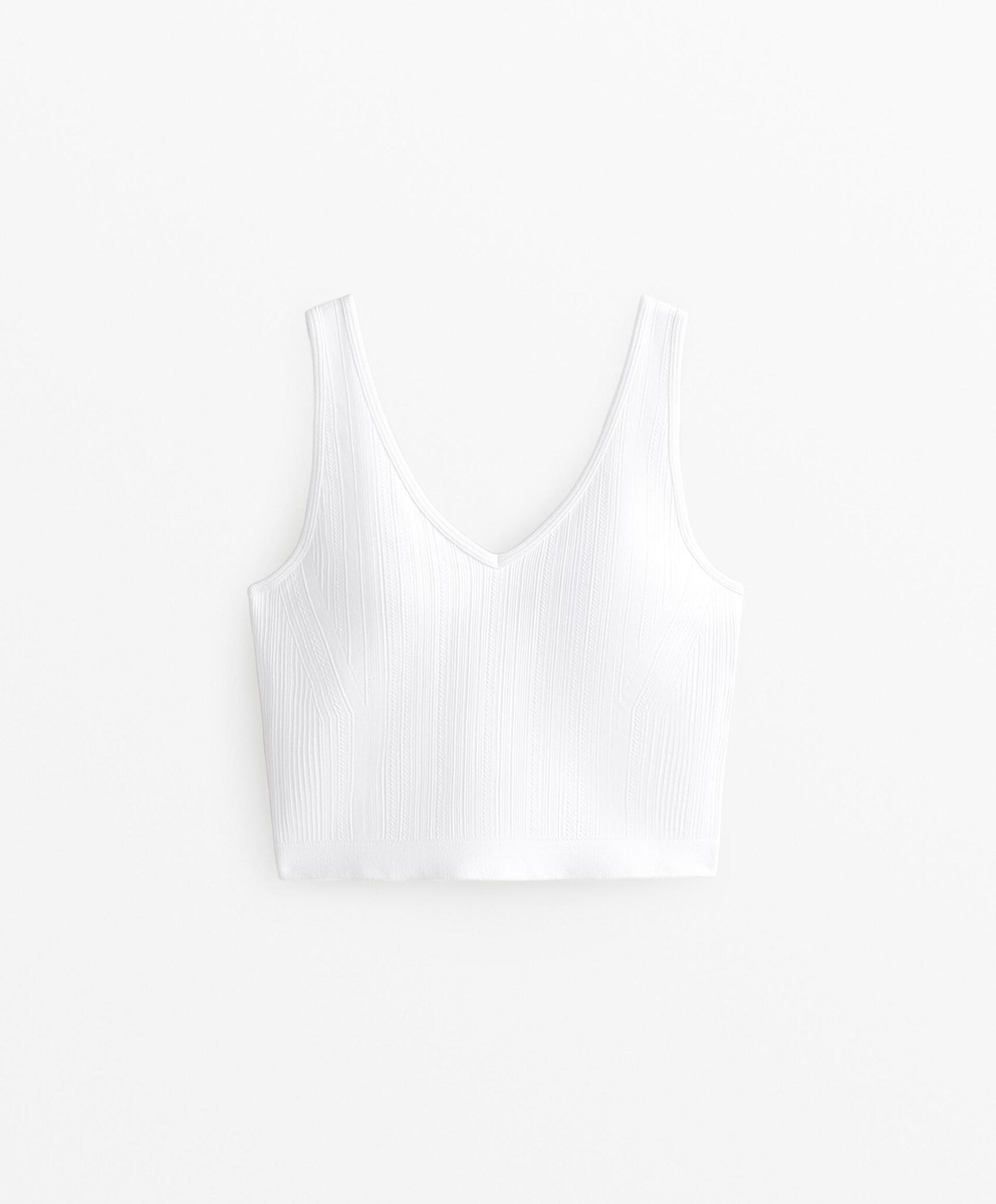 Oysho Топ без рукавов в рубчик, белый
