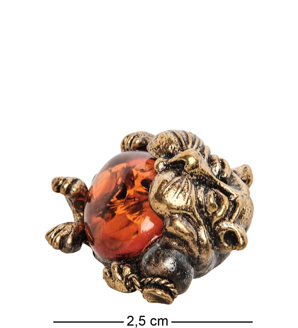 Народные промыслы AM-1040 Фигурка «Кот с сосиской» (латунь, янтарь)