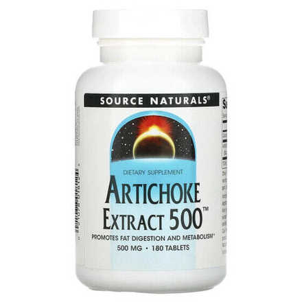 Зелень и зеленые овощи Source Naturals, Экстракт артишока 500, 180 таблеток