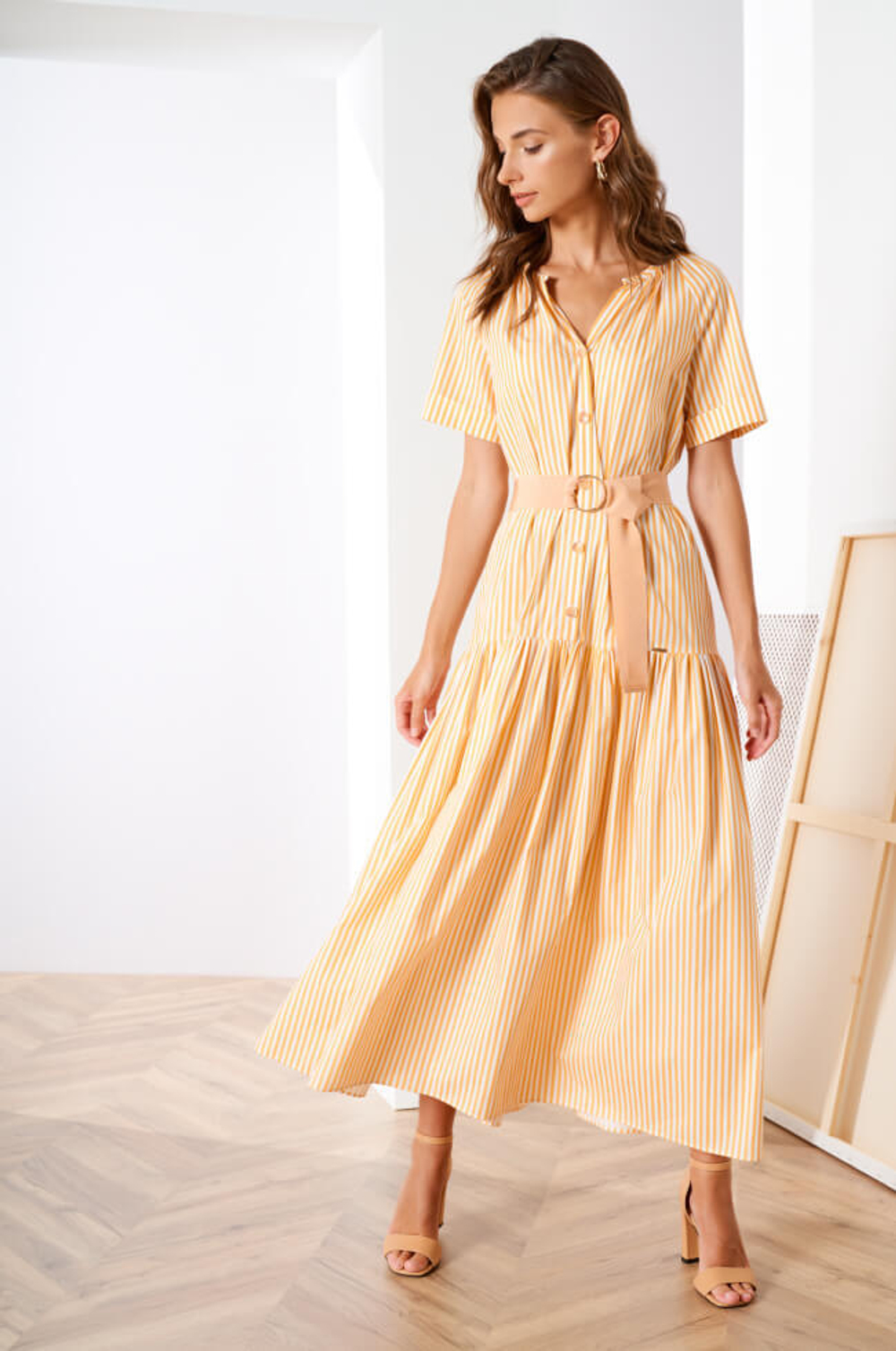 51276 Платье женское (оранжевый полоска)