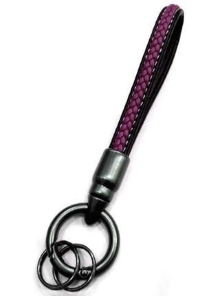 Брелок для ключей Кожа Хлястик (декор плетенка) X105-A-VN фиолетовый