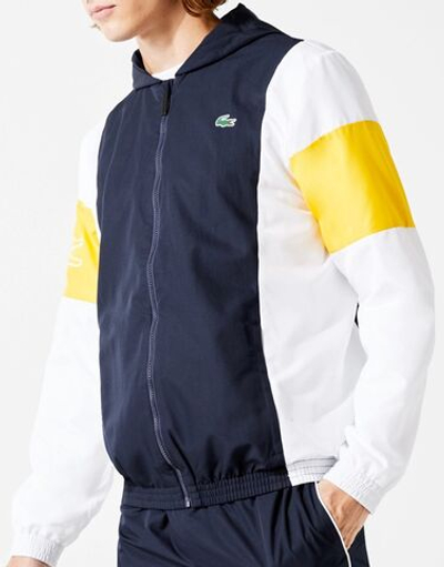 Мужская теннисная кофта Lacoste Men's Sport Hooded Colorblock Zip Jacket - navy blue/white/yellow/white