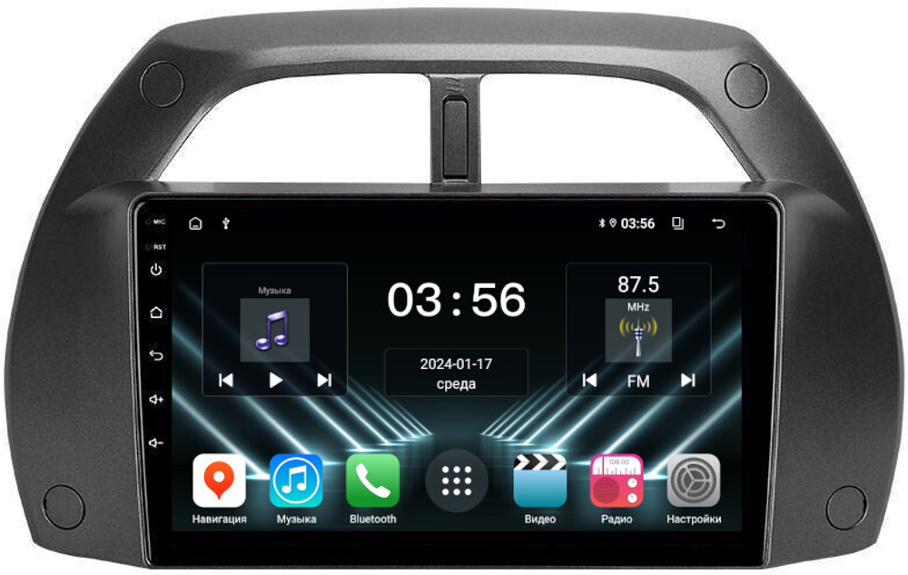 Магнитола для Toyota RAV4 2 2000-2003 - FarCar DX3064M монитор 9" IPS на Android 13, 4+64Гб, CarPlay