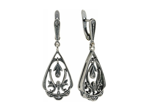 "Велюр" серьги в серебряном покрытии из коллекции "Ателье" от Jenavi с английским замком