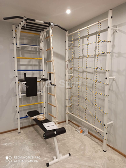 Монтаж шведской стенки Sv Sport с канатным лазом в бетонные, кирпичные стены