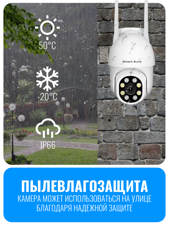 Камера видеонаблюдения Smart Aura, Wi-Fi/Ethernet, поворотная, уличная
