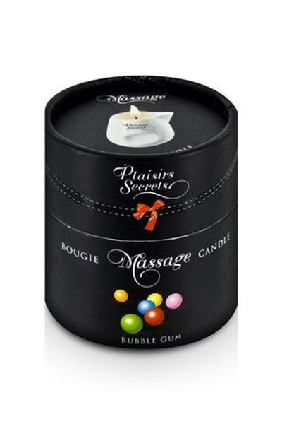 Массажная свеча с ароматом бубль-гума Bougie de Massage Gourmande Bubble Gum - 80 мл. (Цвет: белый)