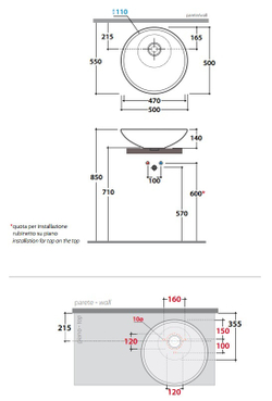 Раковина накладная Globo Free LAT50.BI на 50 см
