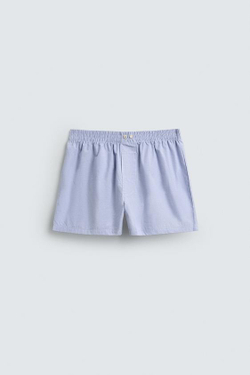 ZARA НАБОР ИЗ ДВУХ ТРУСОВ-БОКСЕРОВ ИЗ ПОПЛИНА В КОНТРАСТНУЮ ПОЛОСКУ, РАЗНОЦВЕТНЫЙ