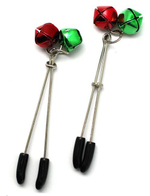 Зажимы для груди с цветными бубенчиками (Цвет: серебристый, красный, зеленый)