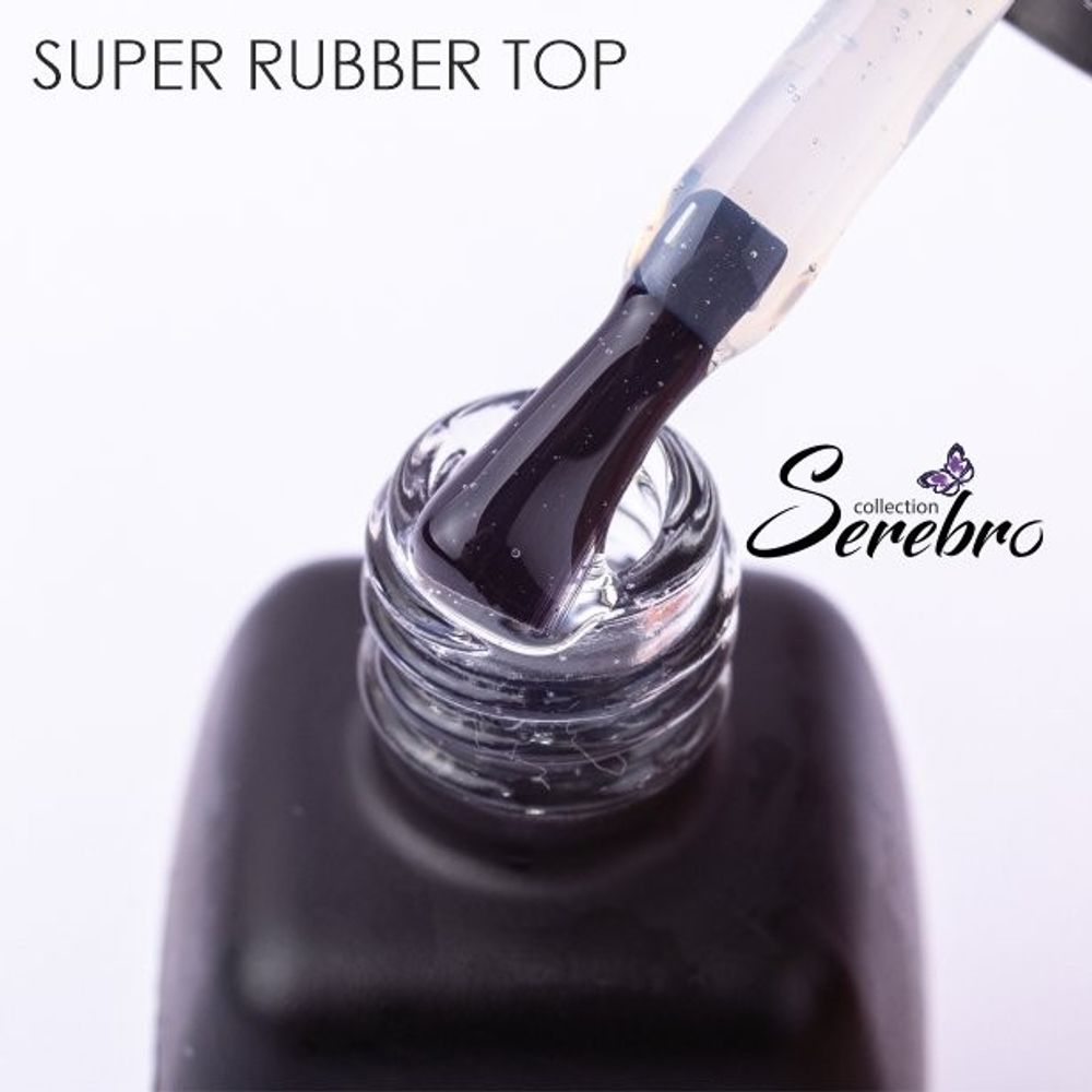 Густой Каучуковый топ Super Rubber top для гель-лака Serebro, 11 мл