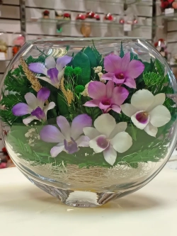 натуральные цветы в стекле, вакуум