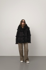 Чёрная двусторонняя шуба-дублёнка